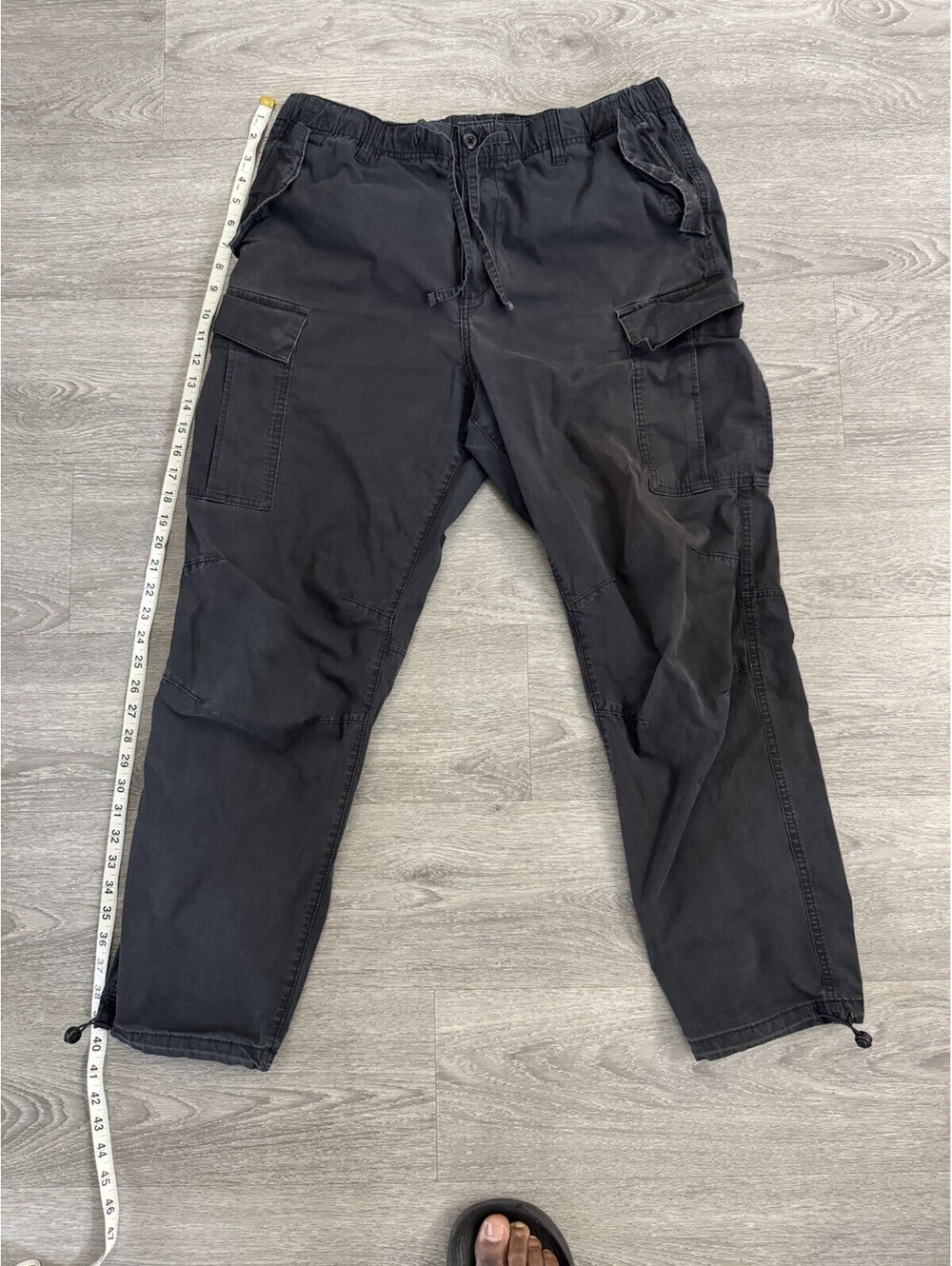 H&M Black Cargo Pants Large Elastic Waist Drawstring - Picture 1 of 6
